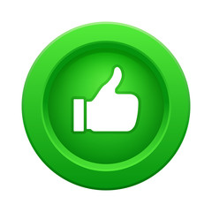 Thumb up green button. Vector illustration.