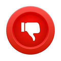 Thumb up red button. Vector illustration.