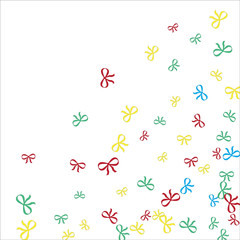 Festive Background with Colorful Bows. Cute Pattern for Postcard, Print, Banner or Poster. Small Pretty Bows For Party Decoration, Wedding, Birthday or Anniversary Invitation. Vector