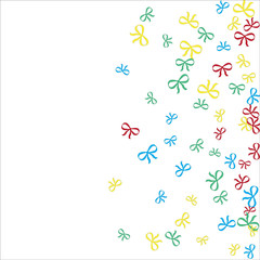 Festive Background with Colorful Bows. Cute Pattern for Postcard, Print, Banner or Poster. Small Pretty Bows For Party Decoration, Wedding, Birthday or Anniversary Invitation. Vector