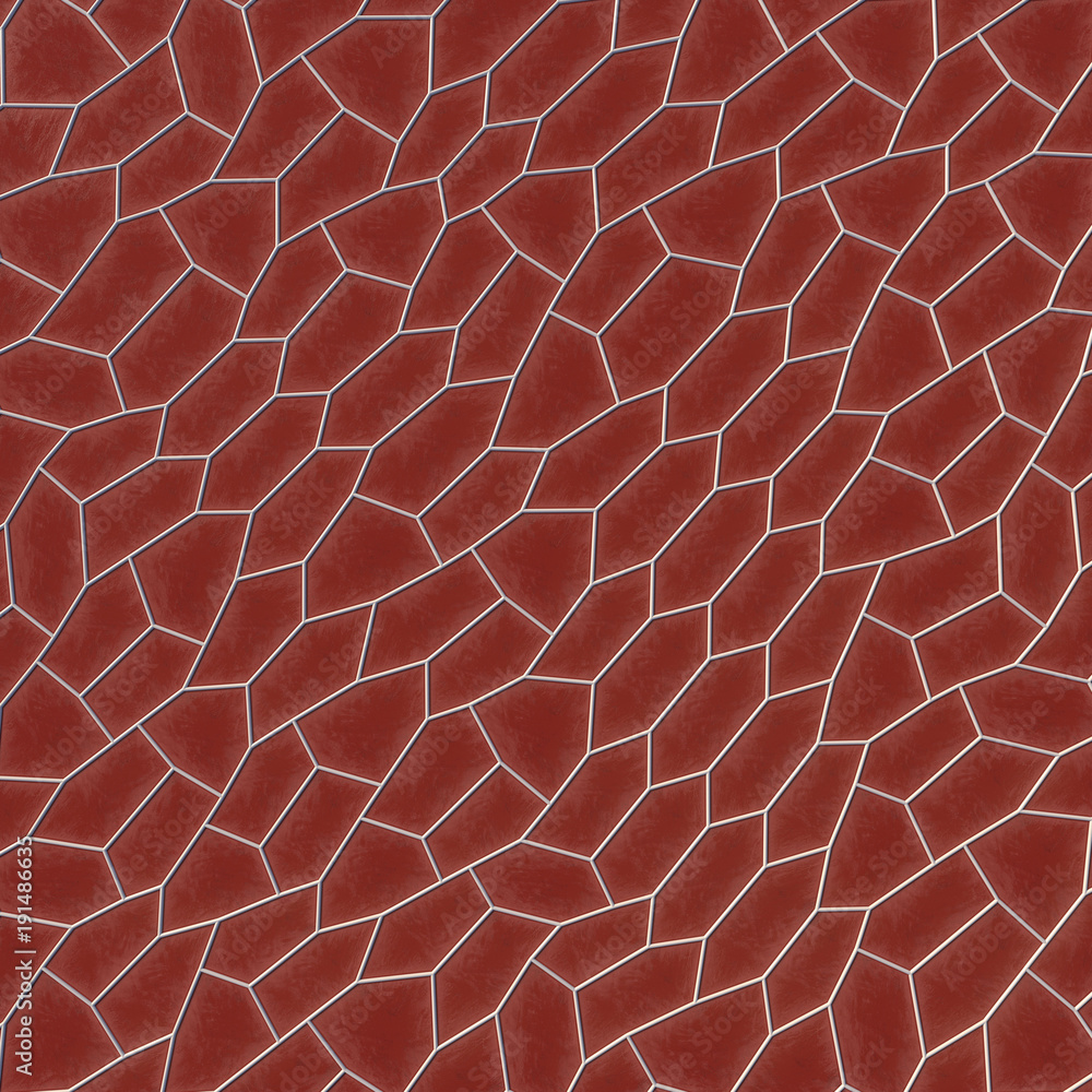 Aufkleber Voronoi abstract white pattern on dark-red background. 3d rendering