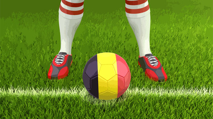 Fototapeta na wymiar Man and soccer ball with Belgian flag 