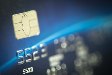 Close up shot of credit card with smart chip