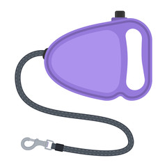 Vector illustration of retractable leash with tape and carabiner isolated on white background. Pet supplies. Dog equipment in flat style.