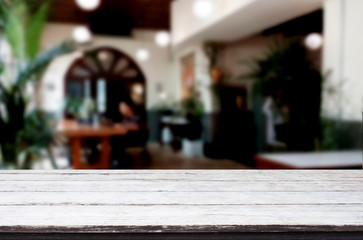 Empty wooden table and room interior decoration background, product montage display, window background