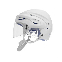 Hockey Helmet on white. Side view. 3D illustration