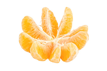 Peeled ripe mandarin isolated on white