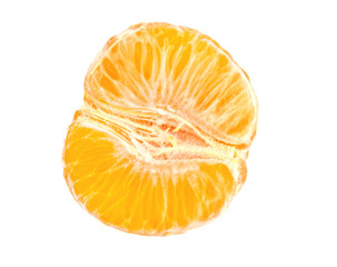 Peeled ripe mandarin isolated on white