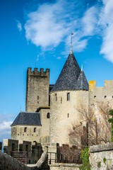 Fototapeta na wymiar Panoramic view at the Old City of Carcassonne, France