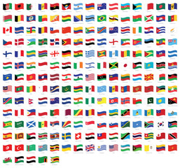 Fototapeta premium All national waving flags from all over the world with names - high quality vector flag isolated on white background