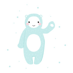 Cute little yeti. Vector hand drawn illustration.