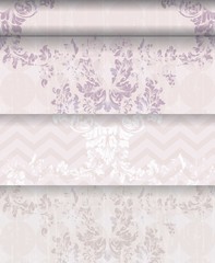 Baroque pattern complete color texture set Vector. Royal fabric decors