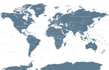 Fototapeta na wymiar Political Grayscale World Map Vector