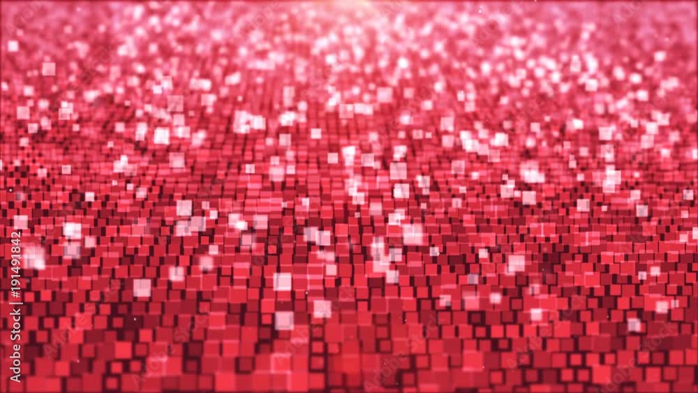 Poster animation ,motion abstract background with square white red moving and flicker particles. backdrop o