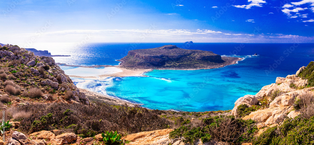 Wall mural amazing beautiful greece - balos bay with turquoise waters. crete island