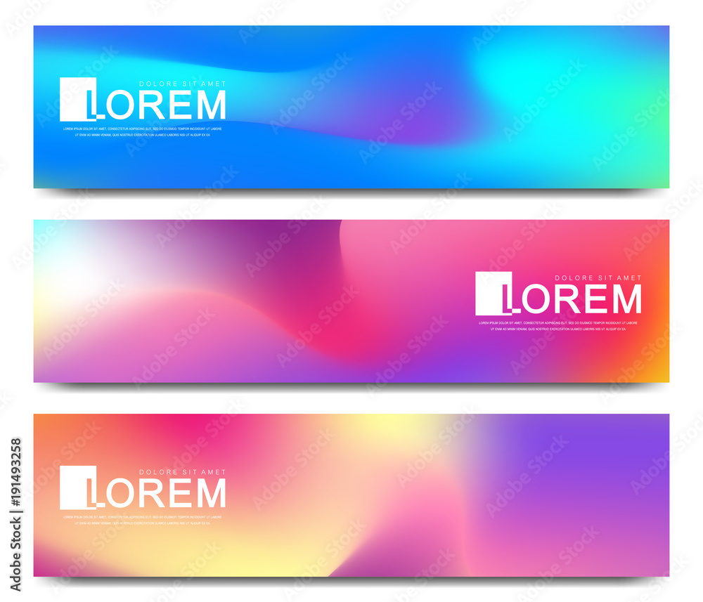 Poster modern set of vector banner. abstract fluid 3d shapes vector trendy liquid colors backgrounds set. c