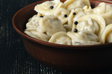 Traditional russian dumping pelmeni