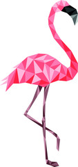 Pink low poly flamingo