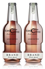Ice coffee glass bottles Vector realistic mock up. Product packaging 3d illlustrations