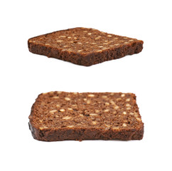 Slice of a black bread isolated