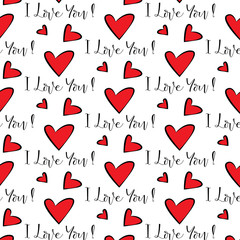 Seamless Pattern Red Hearts