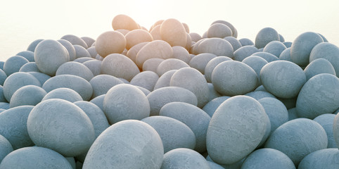 Large group of different Colorful Easter eggs