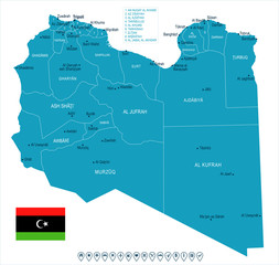 Libya - map and flag - Detailed Vector Illustration