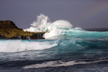 Waves in the turbulent sea, near Lembongan Island, Indonesia