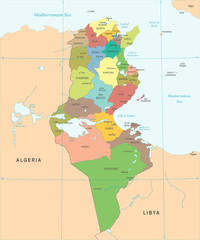 Tunisia Map - Detailed Vector Illustration