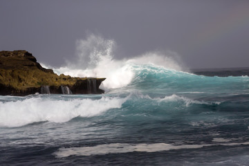 Waves in the turbulent sea, near Lembongan Island, Indonesia
