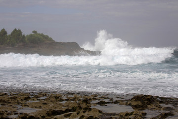 Waves in the turbulent sea, near Lembongan Island, Indonesia