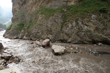 Naklejka na ściany i meble view of mountain river in Quba Region, Azerbaijan