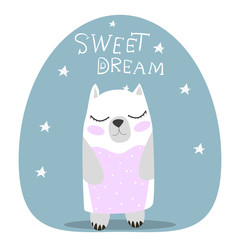 Cute. Polar bear. Scandinavian style. Children's. Postcard, clothes. Print. Dream.