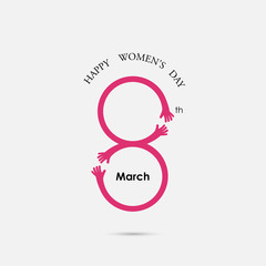 Creative 8 March logo vector design with international women's day icon.Women's day symbol. Minimalistic design for international women's day concept.Vector illustration