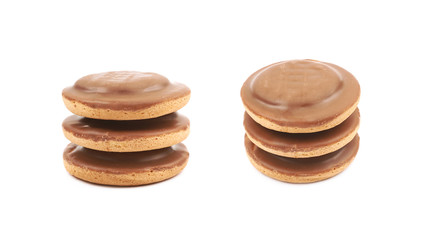 Biscuit cake with filling isolated