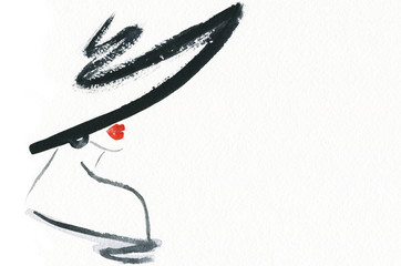 Femme abstraite avec chapeau. Illustration de mode.