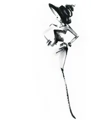 Papier Peint photo Visage aquarelle Robe élégante. Illustration de mode.