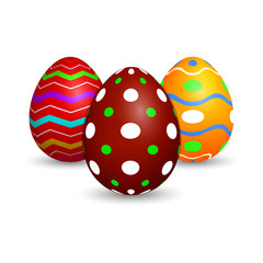 Vector Easter composition with colorful Easter eggs for greeting card, poster and flyer. Isolated on white background.