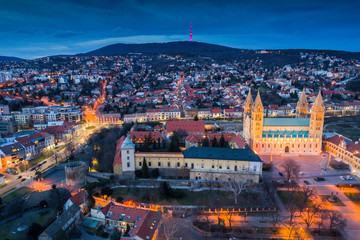 Fototapeta premium Pecs, Szekesegyhaz. Bird eye view