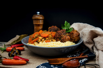 traditional moroccan dish couscous Meat ball