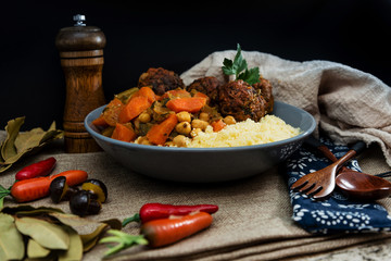 traditional moroccan dish couscous Meat ball