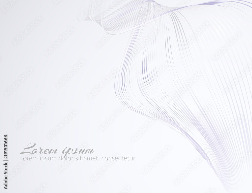 Wall mural Abstract light beautiful wavy lines on a white background Pattern from the wave lines for the design of advertising template poster web Abstract modern background for business Template Vector drawing