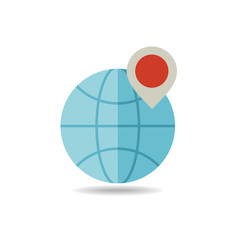 Earth planet and location marker on it icon