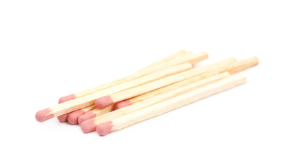 Pile of wooden matches isolated