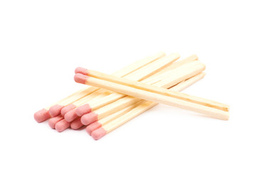 Pile of wooden matches isolated