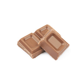 Portion of milk chocolate isolated