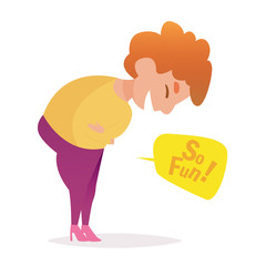 Woman laughing. Vector. Cartoon.