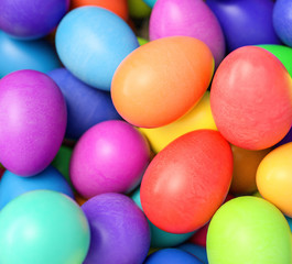 Large group of different Colorful Easter eggs