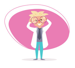 Scientist. Vector. Cartoon. Isolated