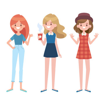 Vector young girls illustration